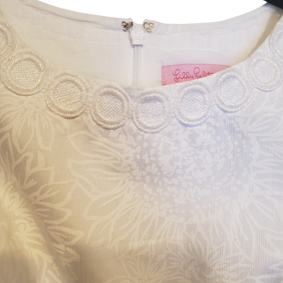Lilly Pulitzer Shift Dress Resort White Floral Size 0 Mini Embellished - Picture 9 of 15